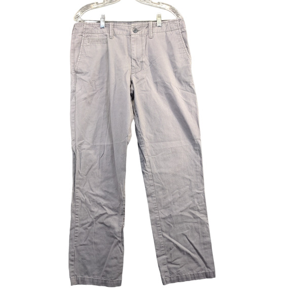 Old Navy Men's Broken-in Straight Chino Pants Gray 33x32 Flat Front Cotton - Picture 1 of 11